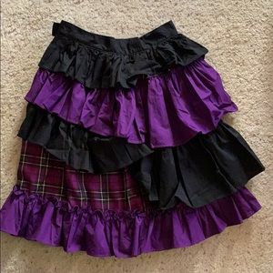Black and purple plaid Lolita ruffle skirt